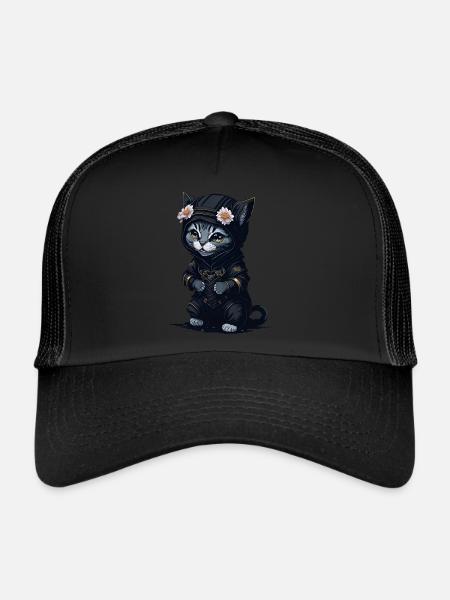 Avec ce motif, vous deviendrez un ninja - Casquette trucker  - noir/noir - Devant