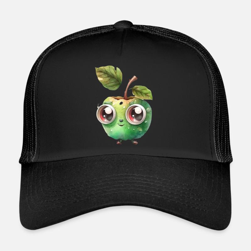 Putziger Apfel Charakter mit Kulleraugen Trucker Cap