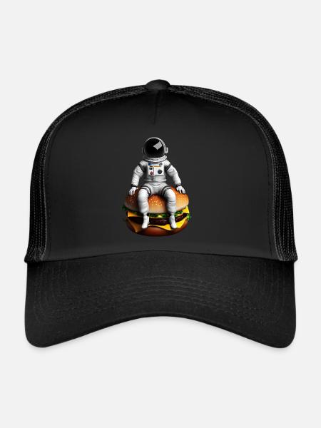 Astronaute spatial Cheeseburger - Casquette trucker  - noir/noir - Devant