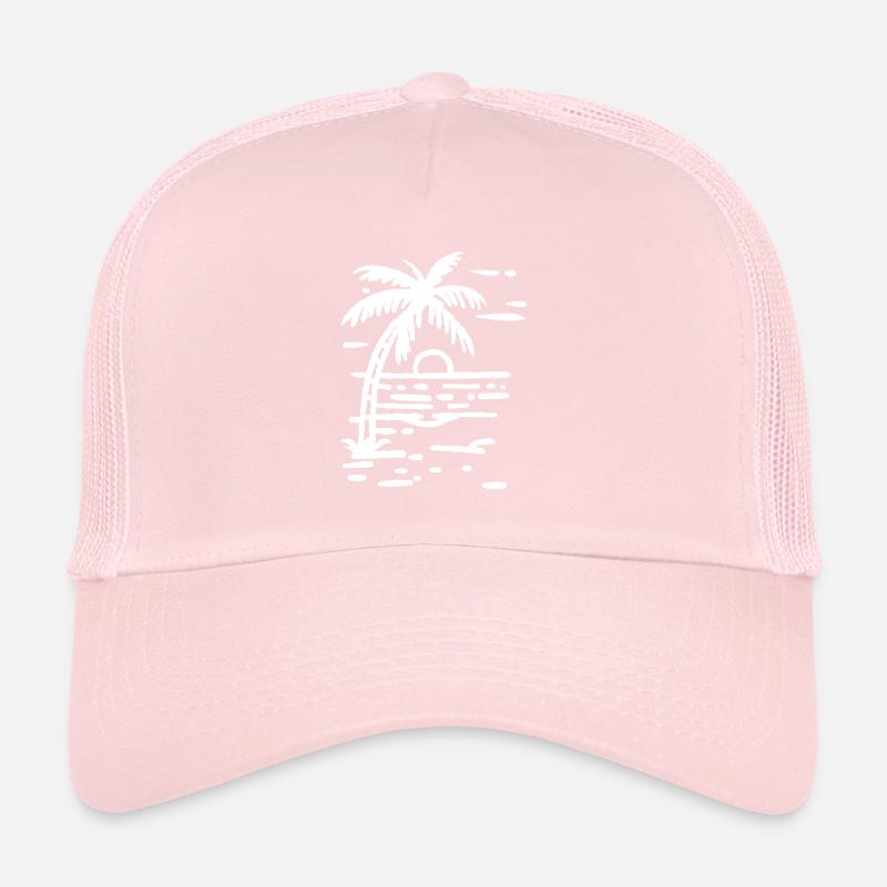 Beach palm tree at sunset Trucker Cap