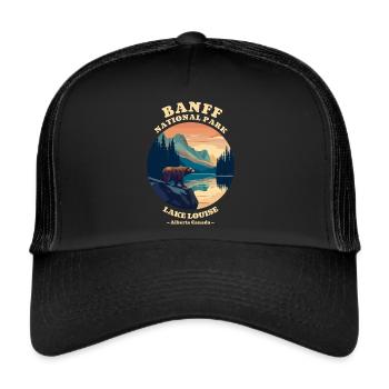 Vintage Retro Canadian Banff National Park - Trucker Cap - Schwarz/Schwarz - Vorne
