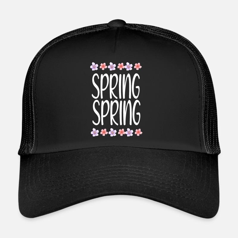 White Spring Words for Black T-chirts Trucker Cap