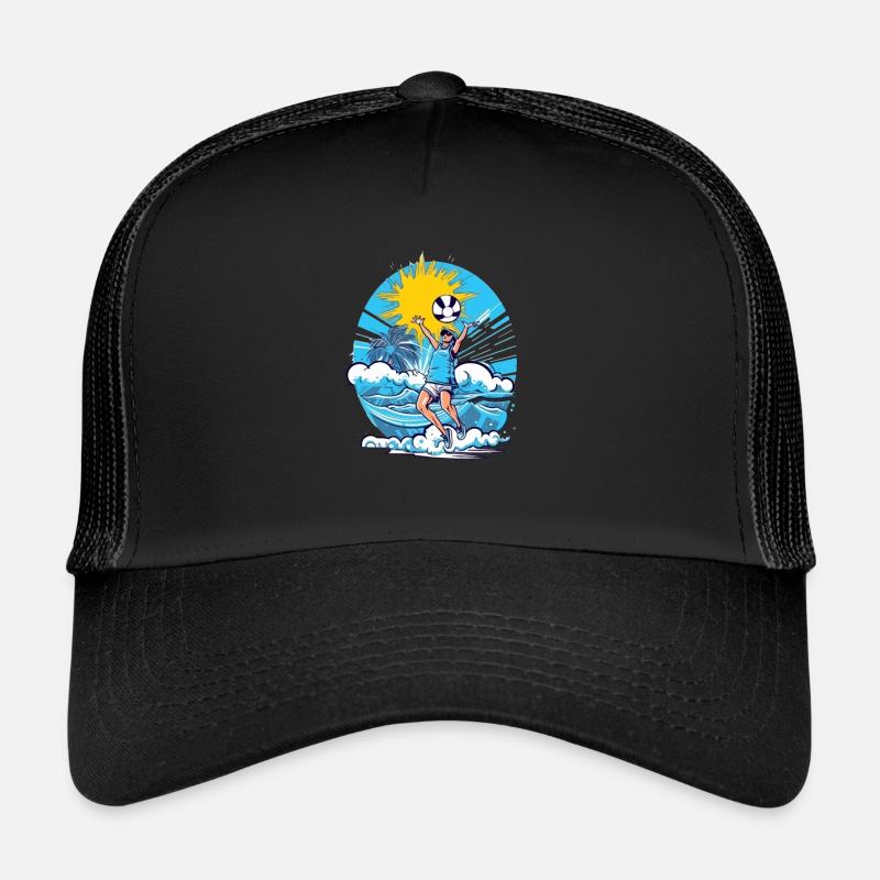 Jack beim Beachvolleyball - Trucker Cap - Schwarz/Schwarz