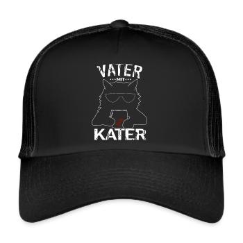 Vater mit Kater - Trucker Cap - Schwarz/Schwarz - Vorne