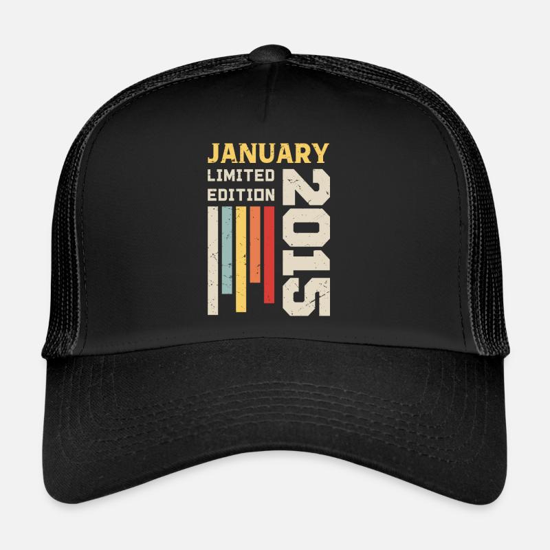 Januar 2015 - Januar 2015 Geburtstagsgeschenk - Trucker Cap - Schwarz/Schwarz