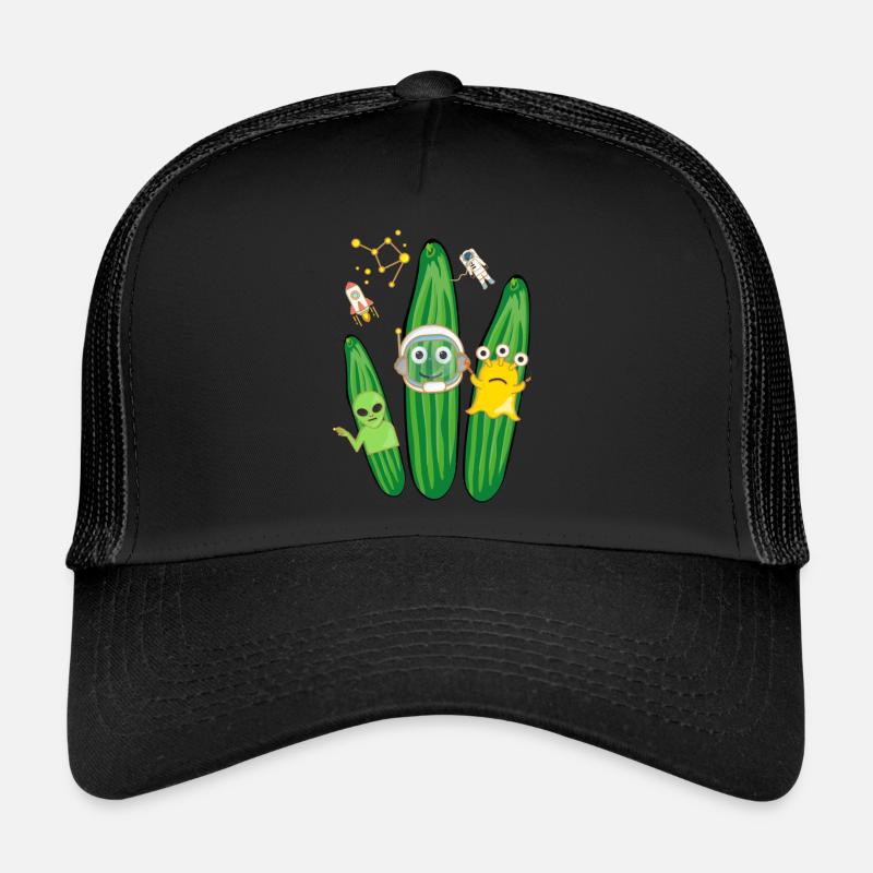 Trio de concombre,Concombre,Concombre,Concombre,Concombre,Concombre,Espace, Alien - Casquette trucker - noir/noir
