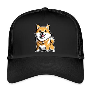 Süßer Shiba Inu Hund - Trucker Cap - Schwarz/Schwarz - Vorne