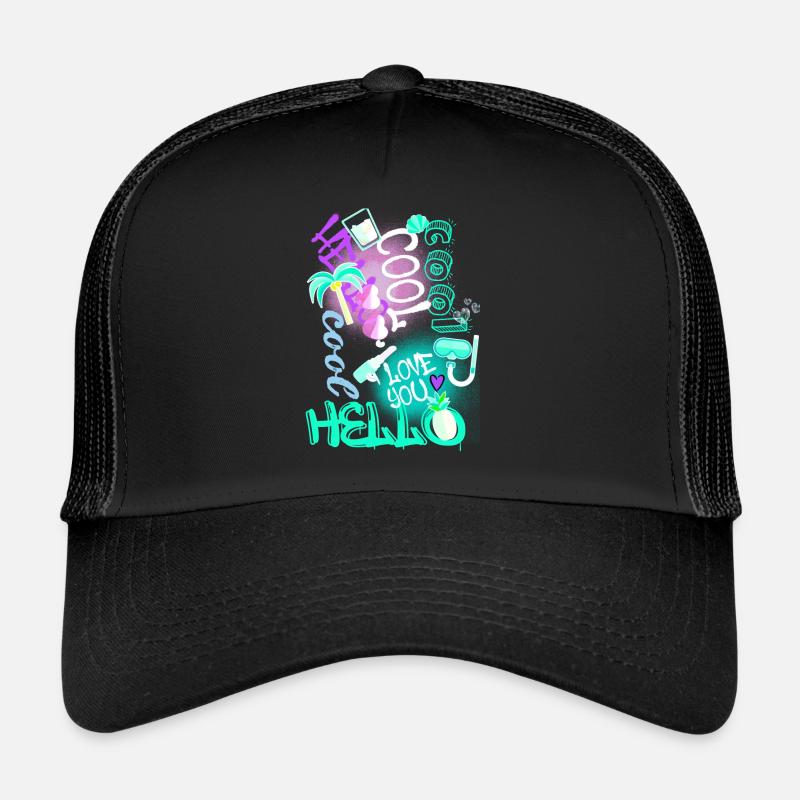 Collage, Graffiti, Writing, Summer, Sunglasses Trucker Cap
