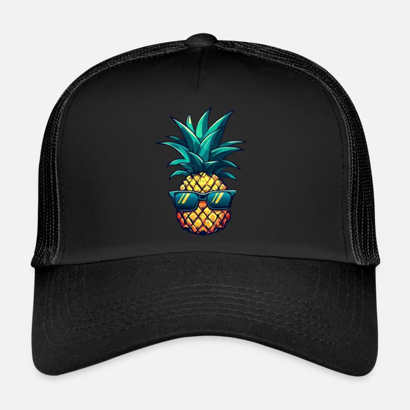 Cool pineapple eye-catcher: tropical fruit with style - Trucker Cap - black/black