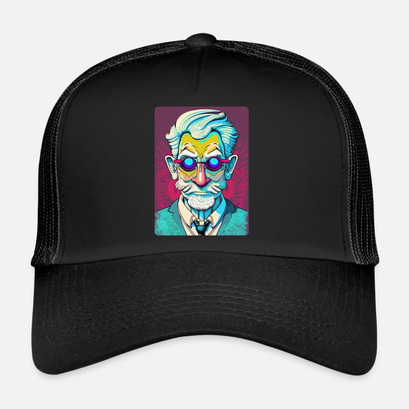Mysterious Old Man with Glasses - Trucker Cap - black/black