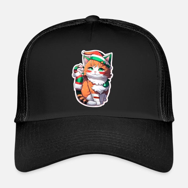mignon petit chat de noel - Casquette trucker - noir/noir
