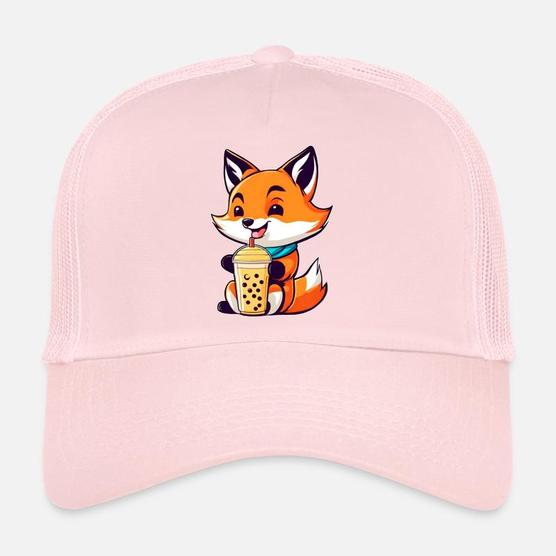 Niedlicher Fuchs mit Bubble Tea Trucker Cap