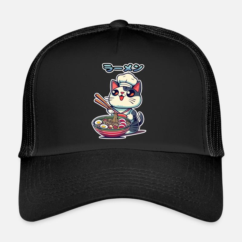 Fun Ramen Cat - Trucker Cap - black/black