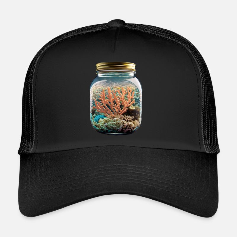 Coraux dans un bocal - Casquette trucker  - noir/noir