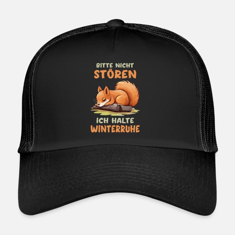 Eichhörnchen Bitte Nicht Stören Winterruhe Schlaf - Trucker Cap - Schwarz/Schwarz
