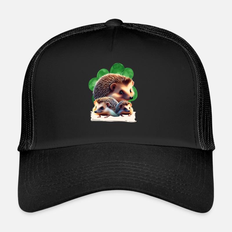 Hérisson - Groupe de hérissons - Casquette trucker  - noir/noir