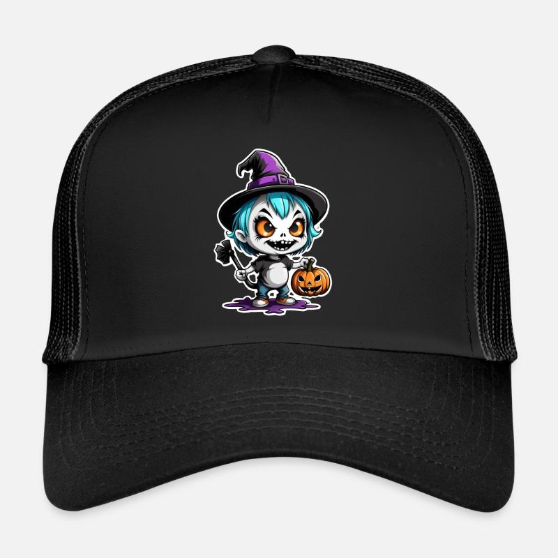 Halloween - Monster with Witch Hat Trucker Cap