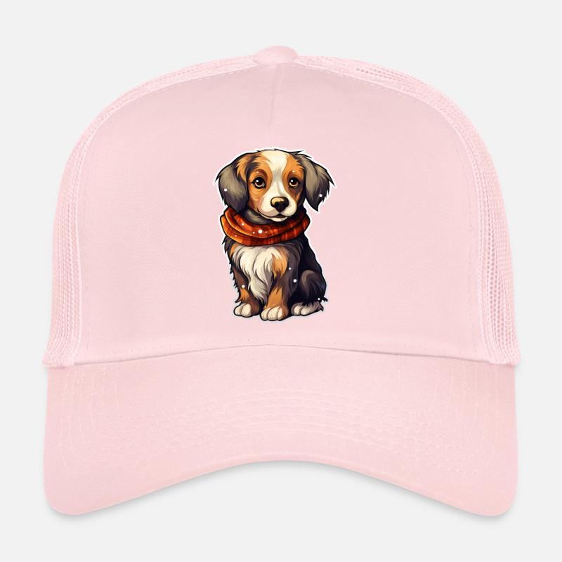 Chien d’hiver avec écharpe Casquette trucker 