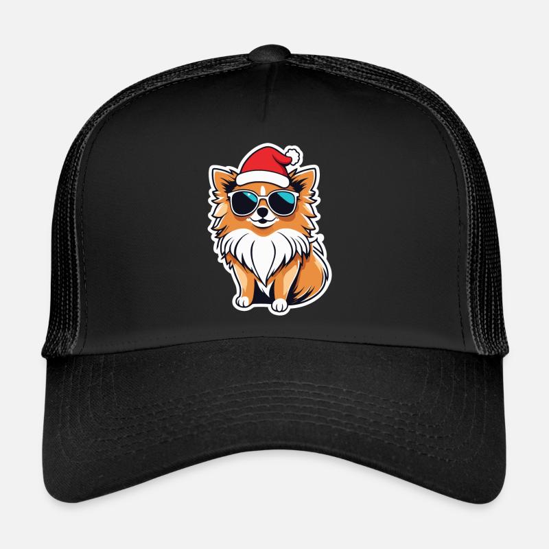 Pomeranian Christmas Drawing Trucker Cap