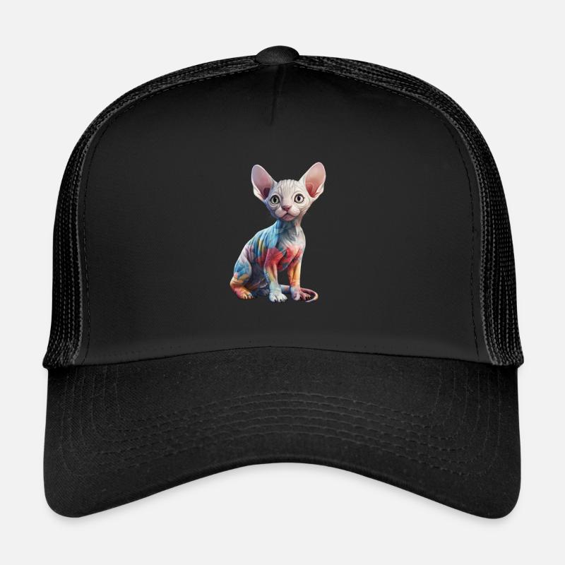 Sphynx Cat flowers - Trucker Cap - black/black