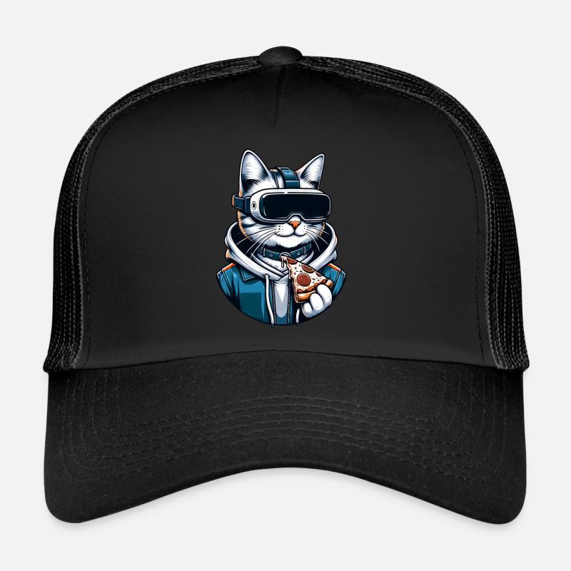 Cat as VR Gamer, Virtual Reality Pizza Game Trucker Cap
