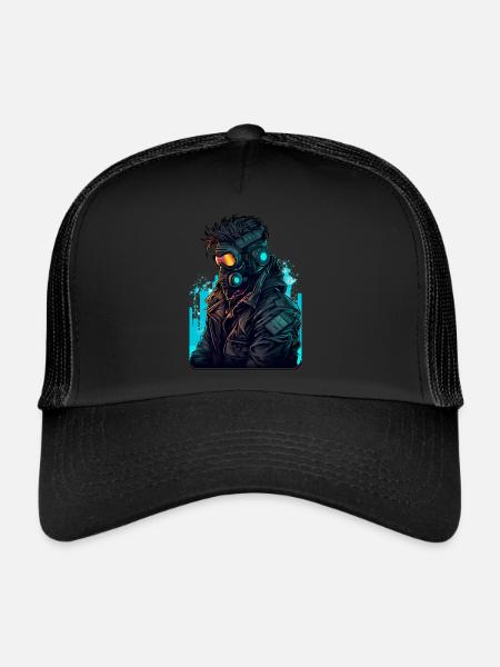 Cyberspace Hacker - Trucker Cap - Schwarz/Schwarz