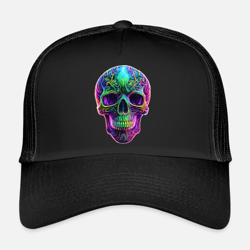 Crâne coloré de couleur néon Casquette trucker 