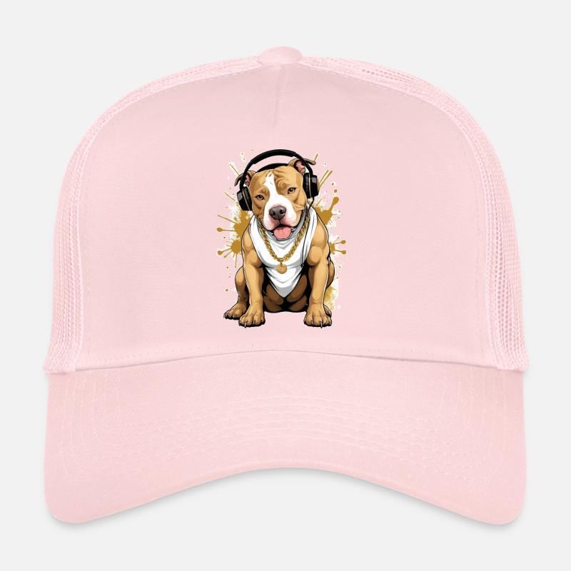 Hund Bulldogge mit Kopfhörer Trucker Cap