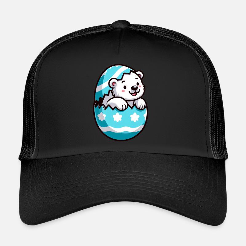 Dessin animé ours polaire oeuf de Pâques éclosion - Casquette trucker - noir/noir