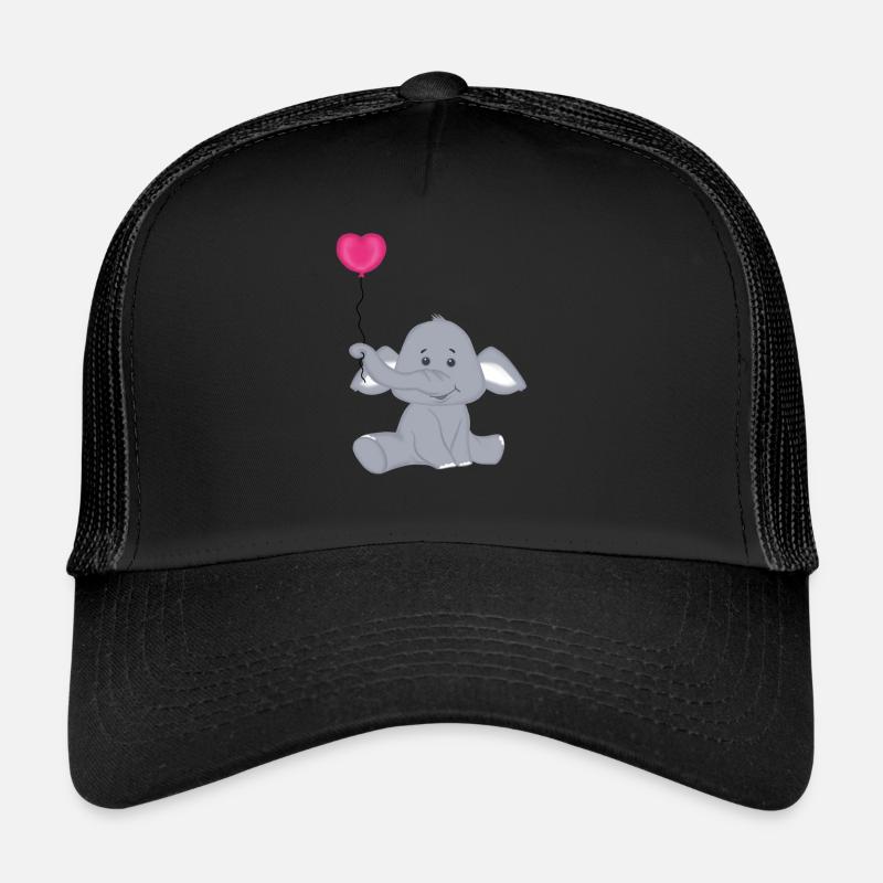 Baby Elephant with Heart Air Balloon Trucker Cap
