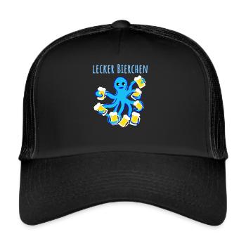 Yummy beer, octopus, beer, illustration - Trucker Cap - black/black - Front