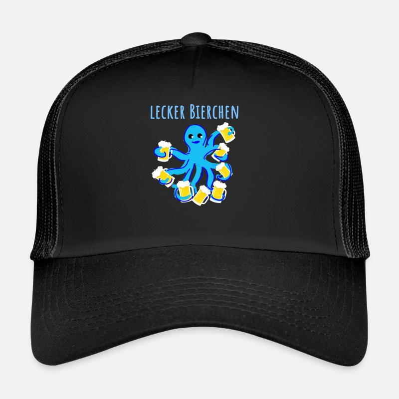 Yummy beer, octopus, beer, illustration Trucker Cap