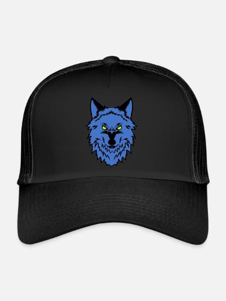 wolf - Trucker Cap - black/black - Front