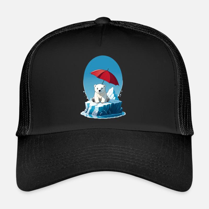 ours polaire, glace et parasol Casquette trucker 