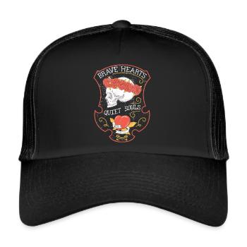 Totenkopf T-Shirt - Trucker Cap - Schwarz/Schwarz - Vorne