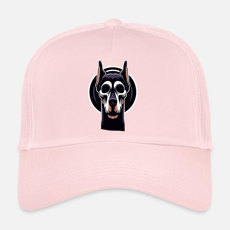 Neon Doberman Skull Edge Trucker Cap