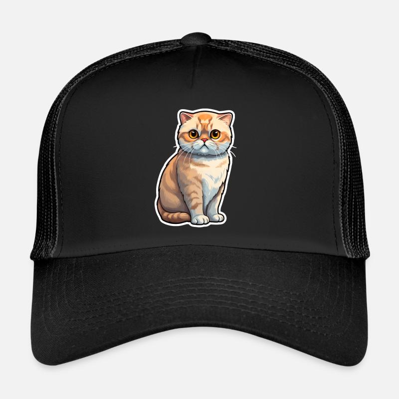 Scottish Fold Katze - Trucker Cap - Schwarz/Schwarz