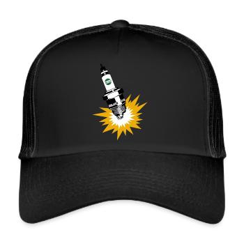 Zündkerzen Werbung DDR Retro - Trucker Cap - Schwarz/Schwarz - Vorne