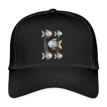 Colorful Fish - Aquarium, Sea Creatures - Trucker Cap - black/black - Front