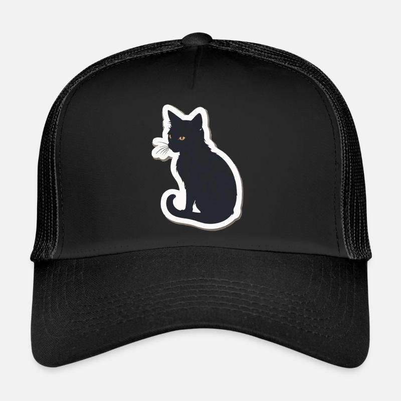 Katze Silhouette - Trucker Cap - Schwarz/Schwarz