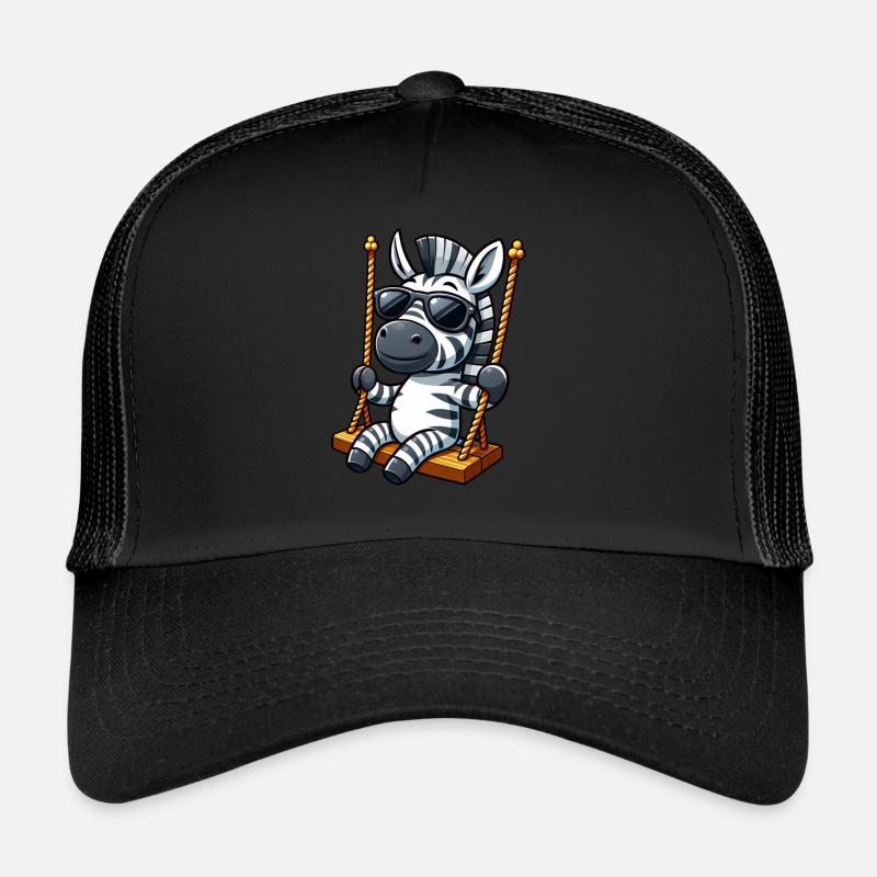 Cute Zebra Swing Playground Cartoon Trucker Cap