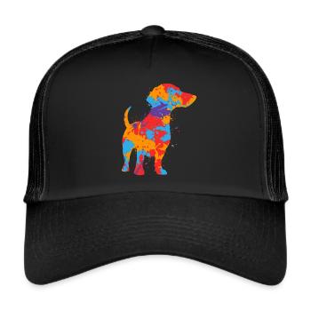 Dachshund Mom Colorful Dachshund Kids Girls Dachshund - Trucker Cap - black/black - Front