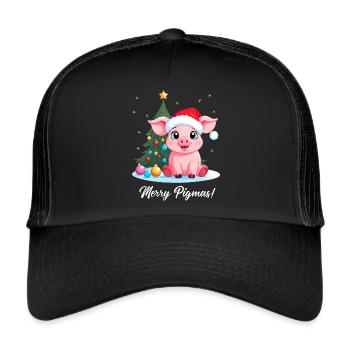 Schwein Weihnachten Landwirt Merry Pigmas - Trucker Cap - Schwarz/Schwarz - Vorne
