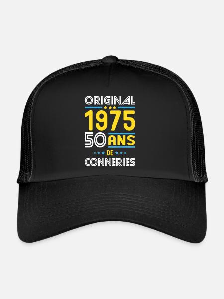 Anniversaire 50 ans - Original 1975 - Conneries - Casquette trucker  - noir/noir - Devant