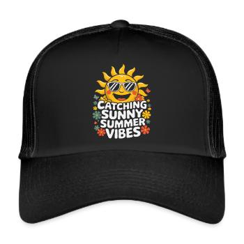 Moments d’été ensoleillés Vibrations Soleil d’été - Casquette trucker  - noir/noir - Devant
