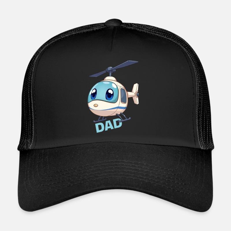 Helikopter Vater Papa Väter Helicopter Eltern Dad - Trucker Cap - Schwarz/Schwarz