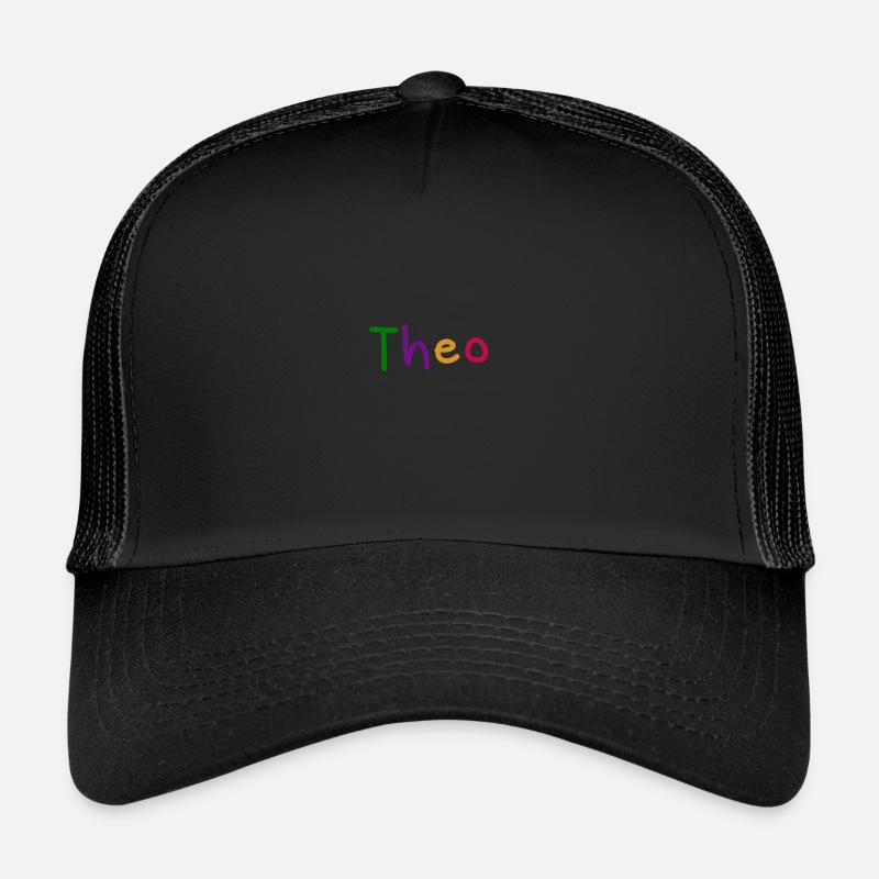 Theo first name boy name colored font colored - Trucker Cap - black/black