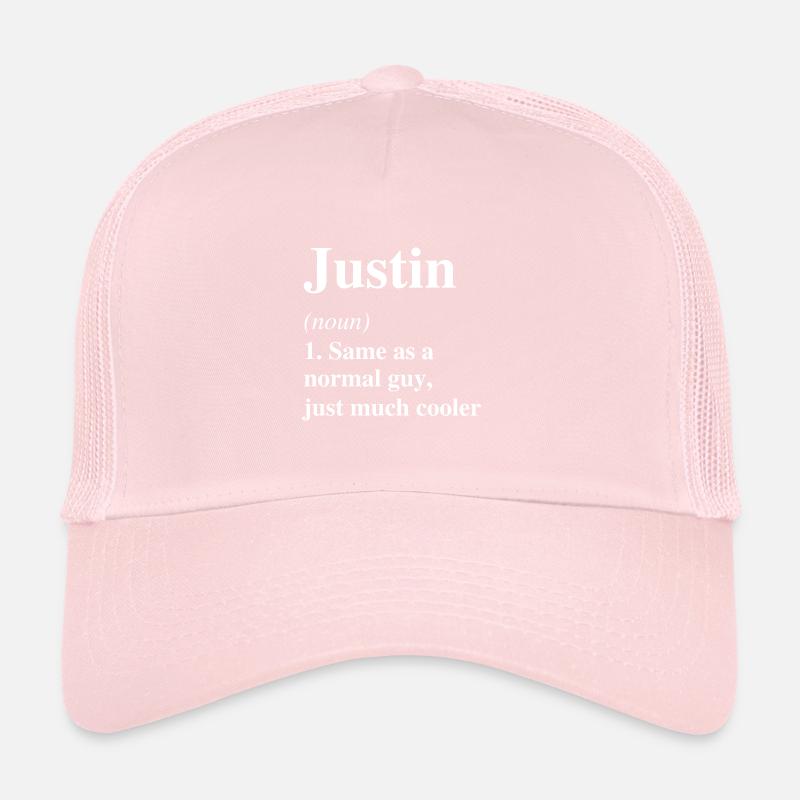 Justin Definition Cool Name Saying Gift Trucker Cap
