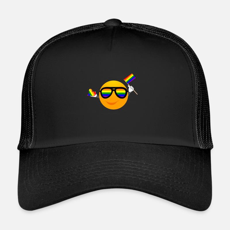 SMILE EMOTICONE LGBTQ - Casquette trucker  - noir/noir