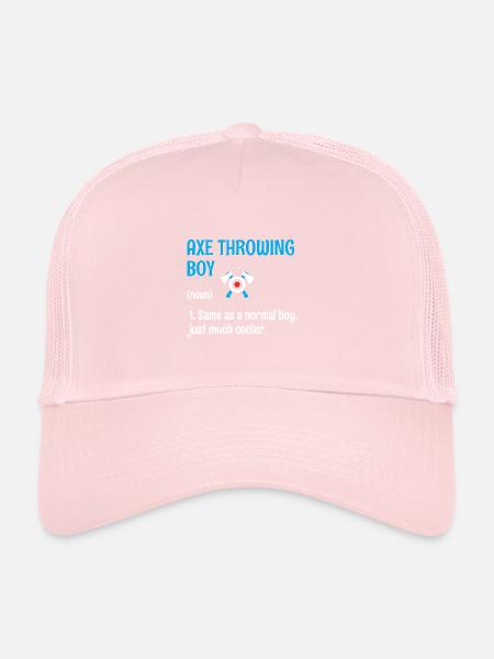 Axe Throwing Boy Definition Target Hatchet Thrower - Trucker Cap - pale pink - Front